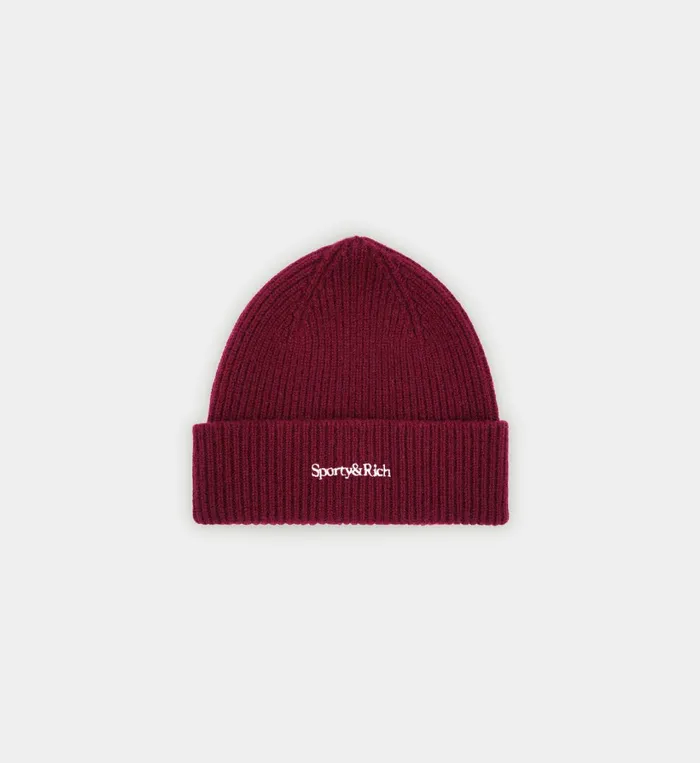 Beanies and Scarves Women Sporty and Rich Serif Logo Beanie 8211 Merlot