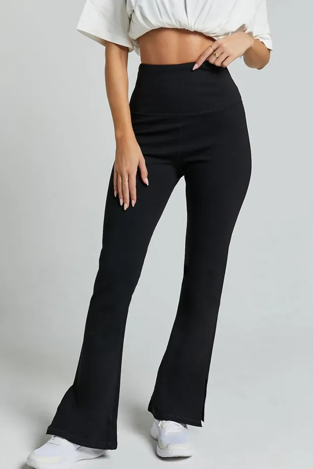 Beau Pants 8211 High Waisted Split Hem Flare Pants In Black Women Showpo Pants