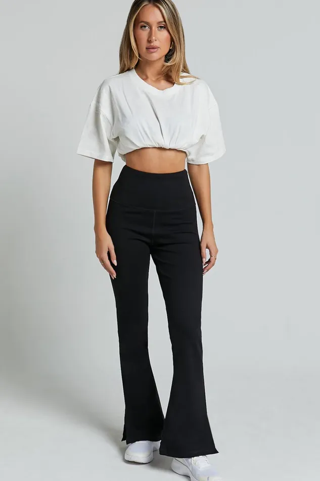 Beau Pants 8211 High Waisted Split Hem Flare Pants In Black Women Showpo Pants