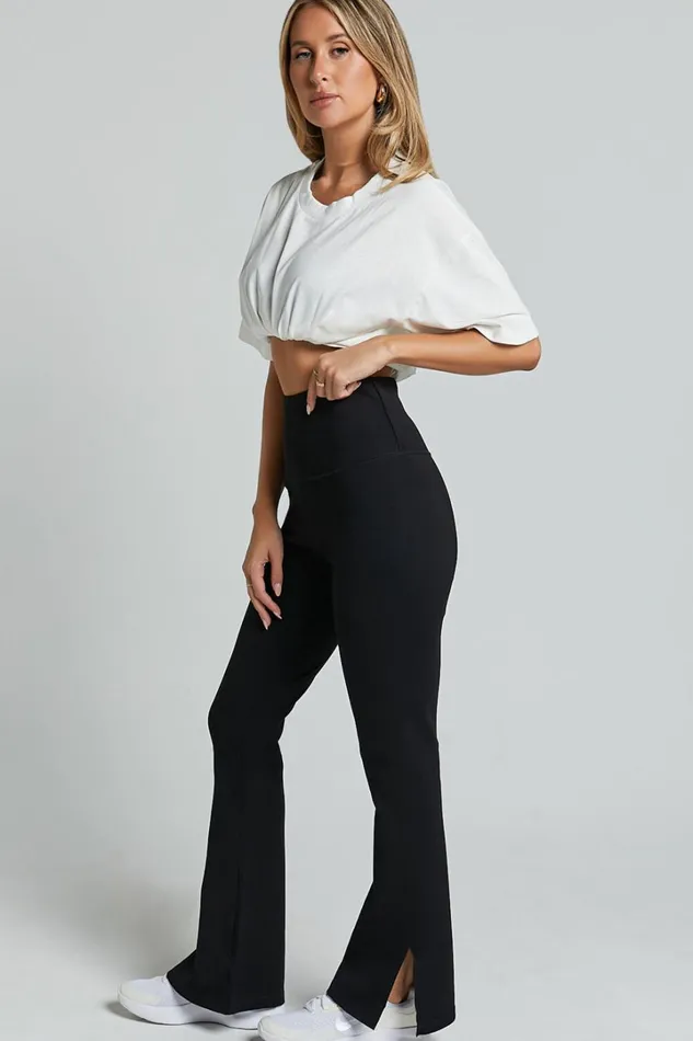 Beau Pants 8211 High Waisted Split Hem Flare Pants In Black Women Showpo Pants