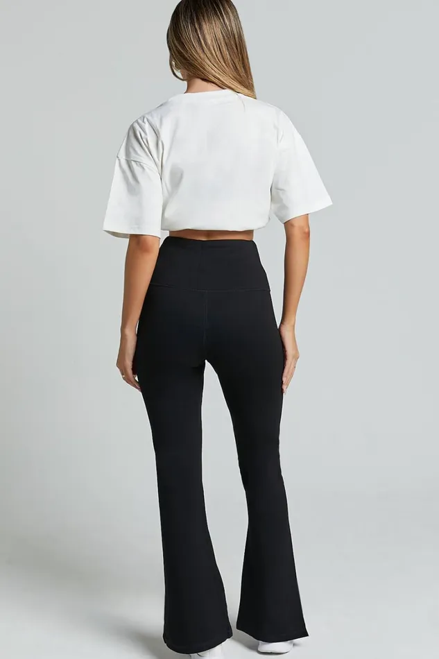 Beau Pants 8211 High Waisted Split Hem Flare Pants In Black Women Showpo Pants