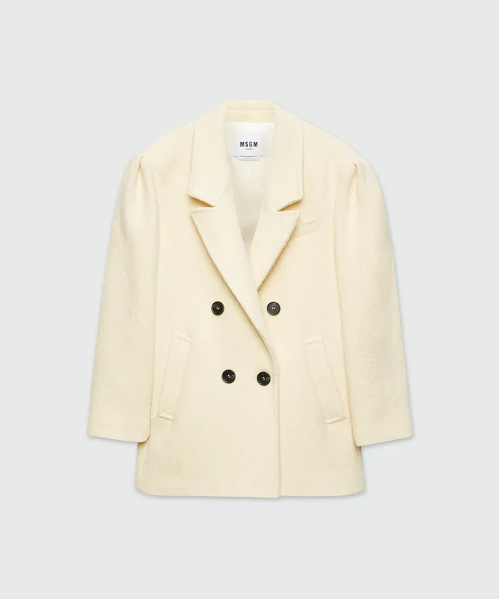 Beige DoubleBreasted Boucl Wool Pea Coat Women MSGM Jackets And Coats