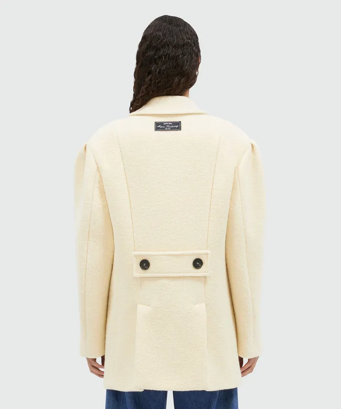 Beige DoubleBreasted Boucl Wool Pea Coat Women MSGM Jackets And Coats