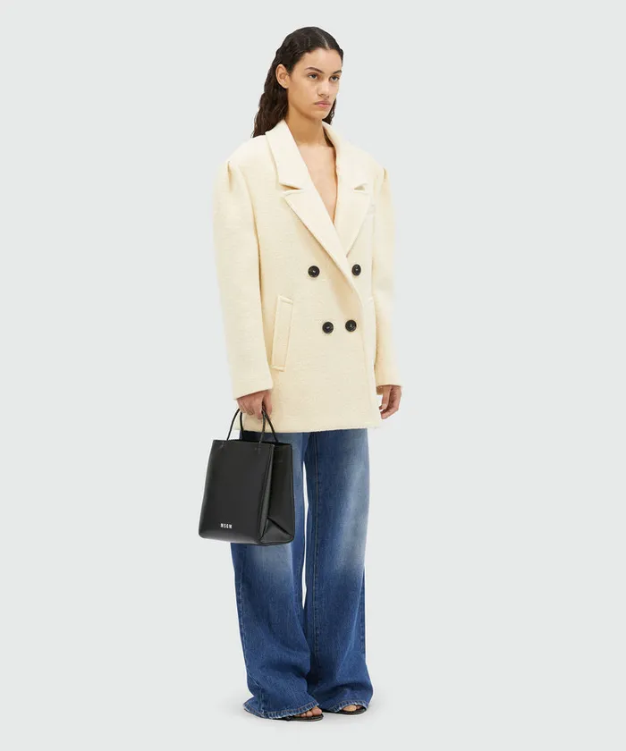 Beige DoubleBreasted Boucl Wool Pea Coat Women MSGM Jackets And Coats