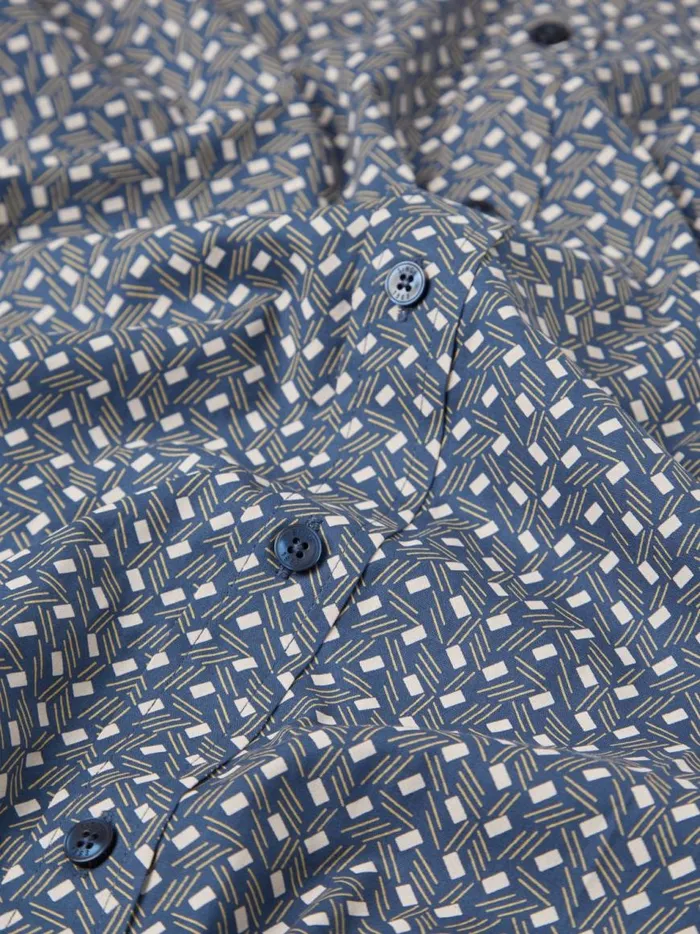 Ben Sherman Archive Print Shirts Men Mod Dash Print LongSleeve Shirt 8211 Blue