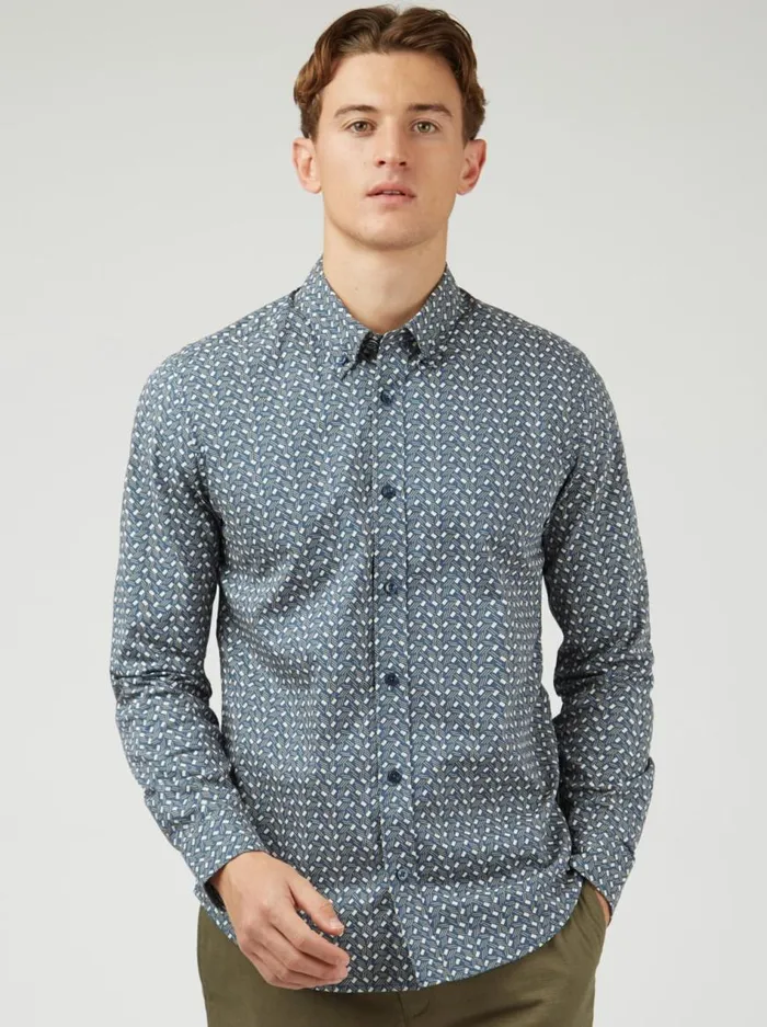 Ben Sherman Archive Print Shirts Men Mod Dash Print LongSleeve Shirt 8211 Blue Ben Sherman Archive Print Shirts Men Mod Dash Print LongSleeve Shirt 8211 Blue