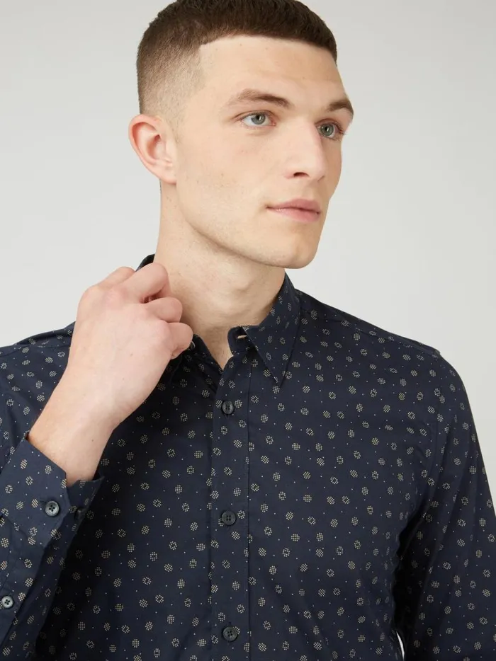 Ben Sherman Archive Print Shirts Men Scattered Spot Print LongSleeve Shirt