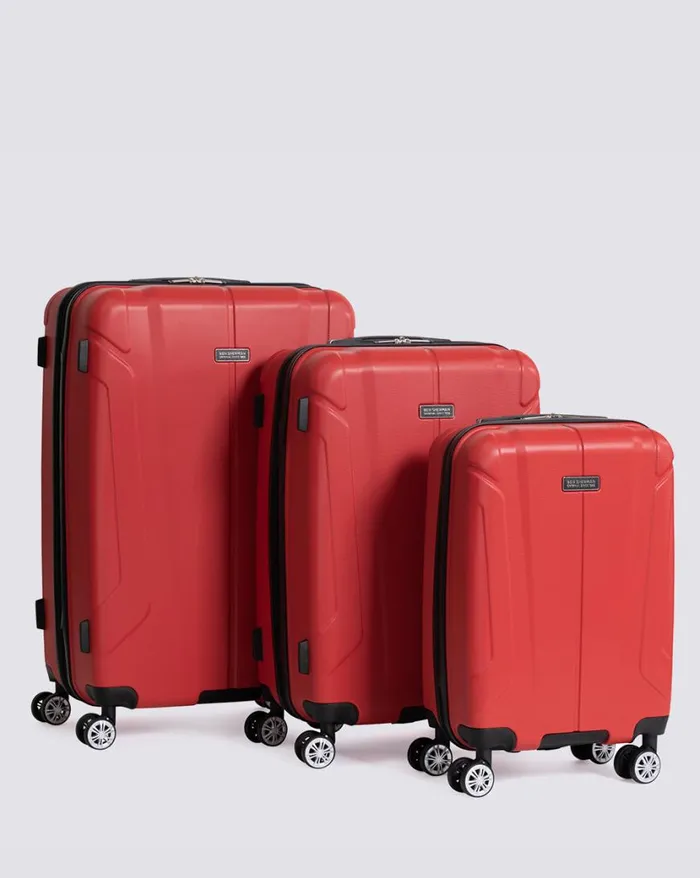 Ben Sherman Bags and Luggage Men Derby Hardside 3 Piece Luggage Set 8211 Lipstick Red