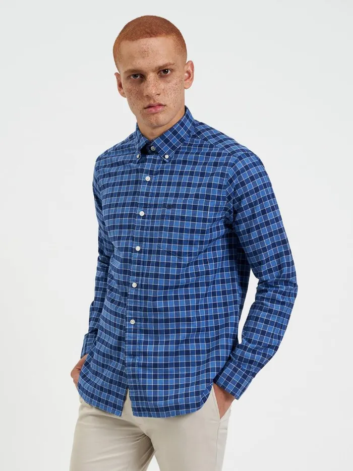 Ben Sherman Heritage Check Shirts Men Brighton Oxford Organic Shirt 8211 Navy Blue Gingham
