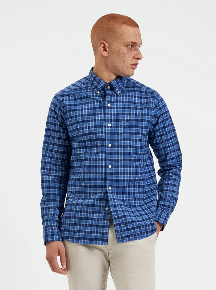 Ben Sherman Heritage Check Shirts Men Brighton Oxford Organic Shirt 8211 Navy Blue Gingham