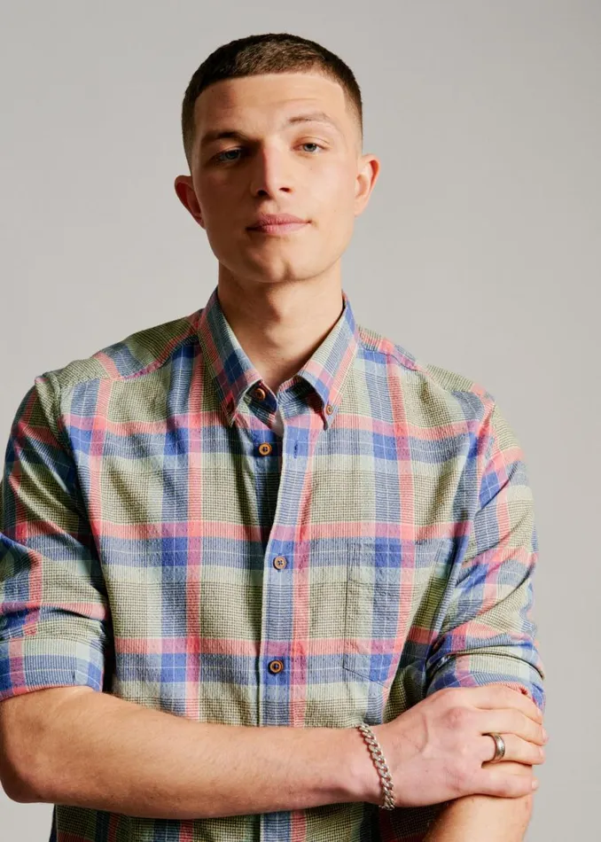 Ben Sherman Heritage Check Shirts Men Pastel Check Seersucker LongSleeve Shirt