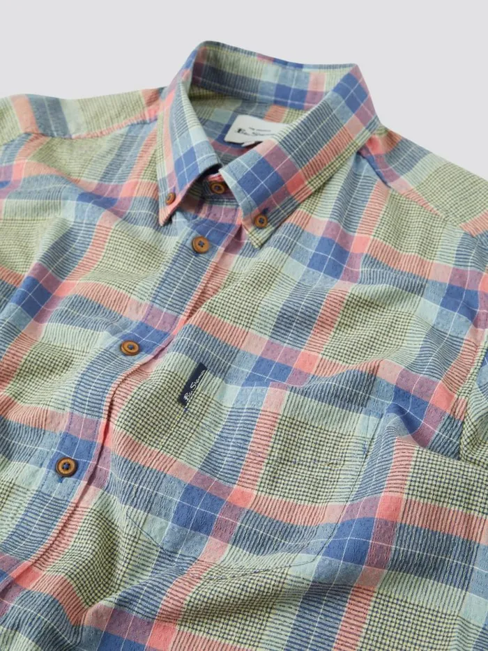 Ben Sherman Heritage Check Shirts Men Pastel Check Seersucker LongSleeve Shirt Ben Sherman Heritage Check Shirts Men Pastel Check Seersucker LongSleeve Shirt