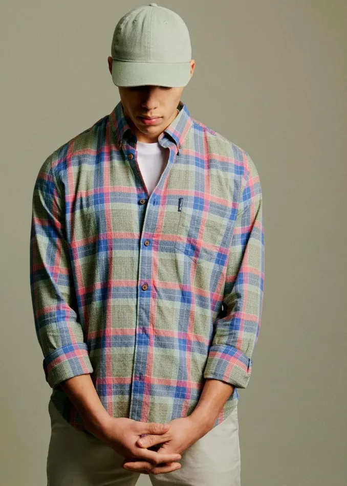 Ben Sherman Heritage Check Shirts Men Pastel Check Seersucker LongSleeve Shirt Ben Sherman Heritage Check Shirts Men Pastel Check Seersucker LongSleeve Shirt