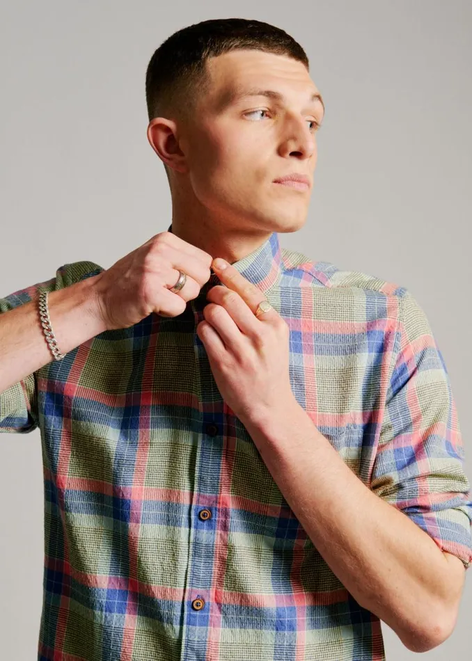 Ben Sherman Heritage Check Shirts Men Pastel Check Seersucker LongSleeve Shirt Ben Sherman Heritage Check Shirts Men Pastel Check Seersucker LongSleeve Shirt