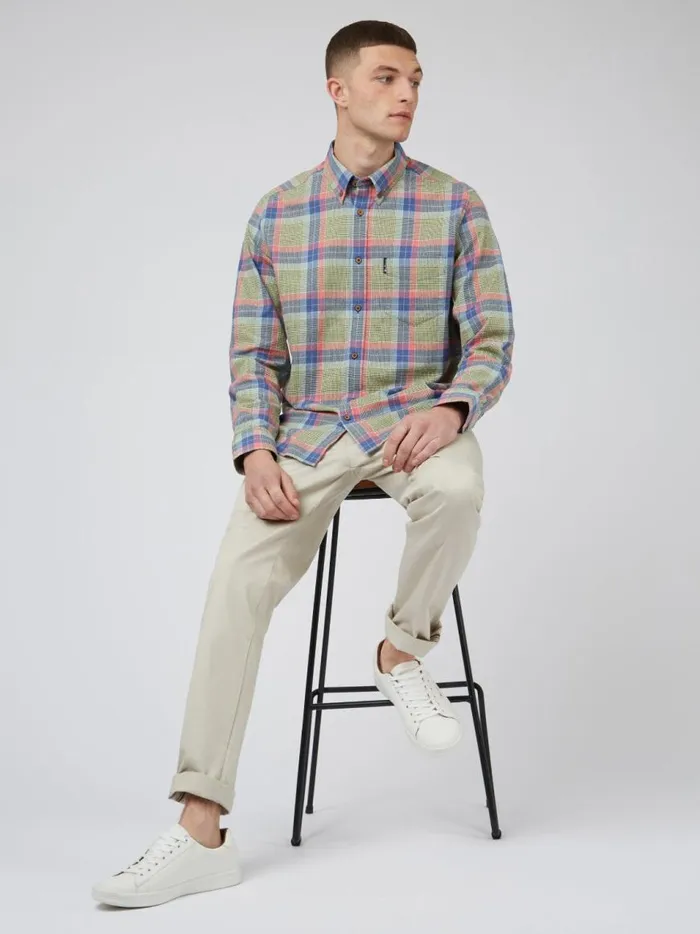 Ben Sherman Heritage Check Shirts Men Pastel Check Seersucker LongSleeve Shirt Ben Sherman Heritage Check Shirts Men Pastel Check Seersucker LongSleeve Shirt