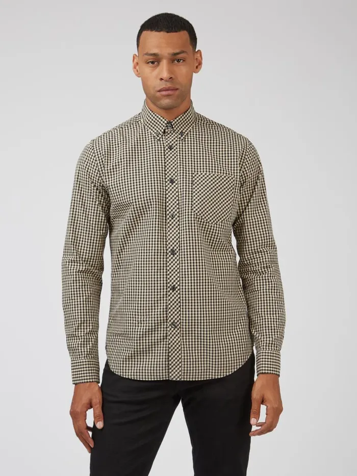 Ben Sherman Heritage Check Shirts Men Signature LongSleeve Gingham Shirt 8211 Black