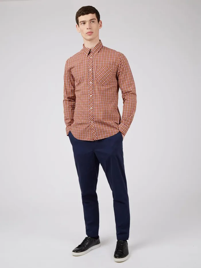 Ben Sherman Heritage Check Shirts Men Signature LongSleeve House Check Shirt 8211 Claret