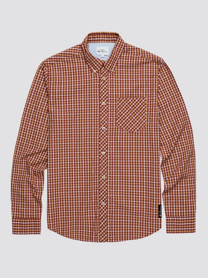 Ben Sherman Heritage Check Shirts Men Signature LongSleeve House Check Shirt 8211 Claret