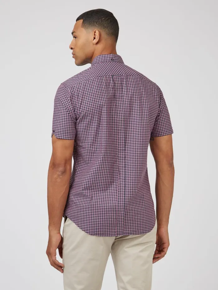 Ben Sherman Heritage Check Shirts Men Signature ShortSleeve Gingham Shirt 8211 Violet