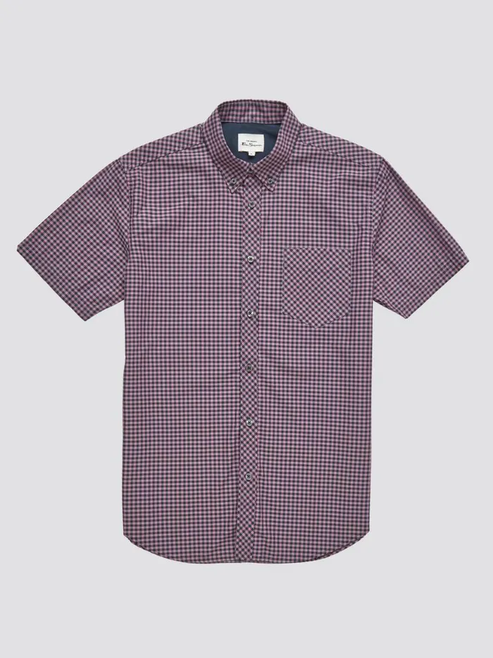 Ben Sherman Heritage Check Shirts Men Signature ShortSleeve Gingham Shirt 8211 Violet