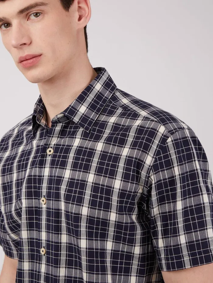 Ben Sherman Heritage Check Shirts Men Textured Check ShortSleeve Shirt