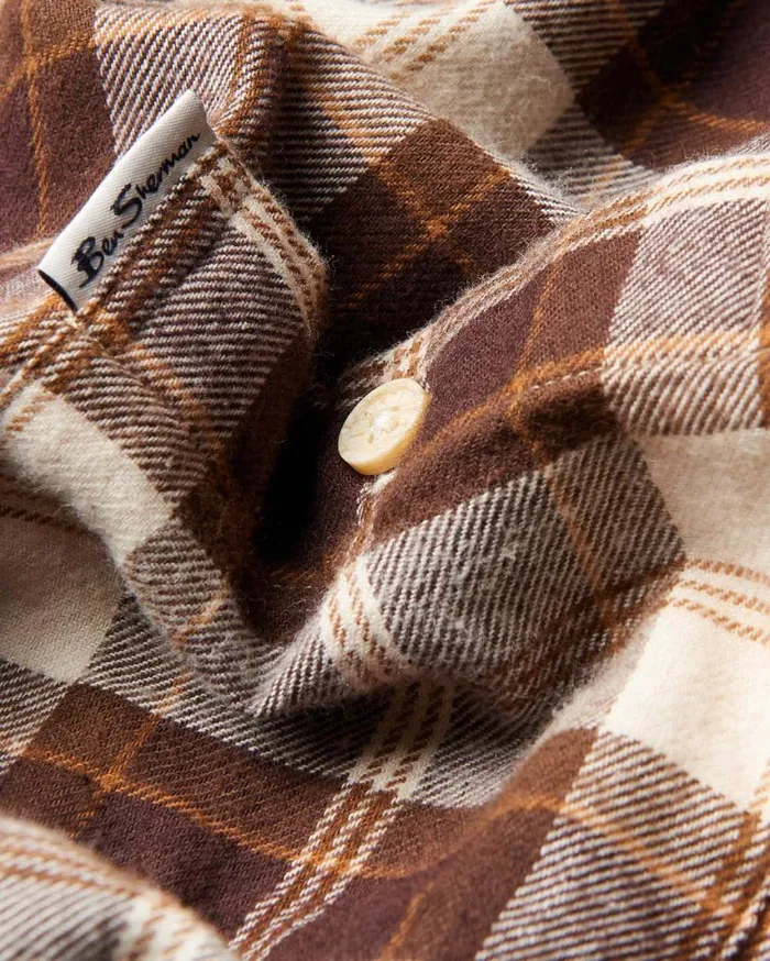 Ben Sherman Long Sleeve Shirts Men Brushed Plain Check Shirt 8211 Chocolate Ben Sherman Long Sleeve Shirts Men Brushed Plain Check Shirt 8211 Chocolate