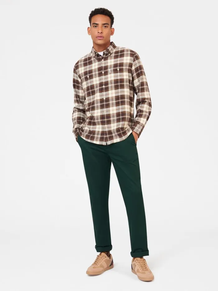 Ben Sherman Long Sleeve Shirts Men Brushed Plain Check Shirt 8211 Chocolate Ben Sherman Long Sleeve Shirts Men Brushed Plain Check Shirt 8211 Chocolate