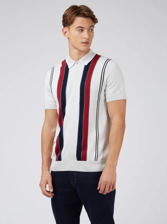 Ben Sherman Mod Knit Polos Men Signature Mod Knit Stripe Polo 8211 Ivory Ben Sherman Mod Knit Polos Men Signature Mod Knit Stripe Polo 8211 Ivory