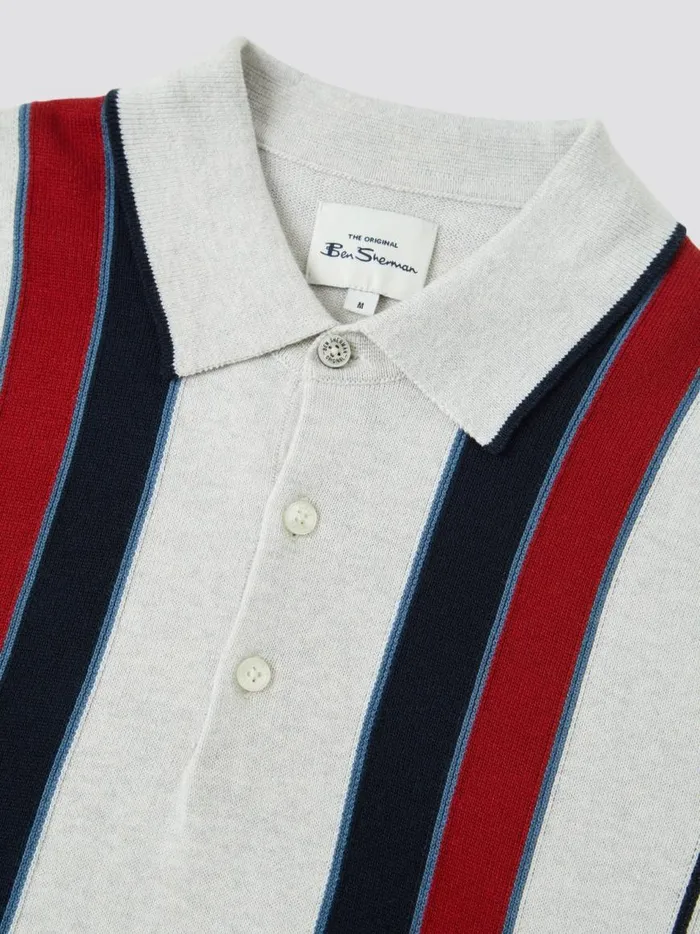 Ben Sherman Mod Knit Polos Men Signature Mod Knit Stripe Polo 8211 Ivory Ben Sherman Mod Knit Polos Men Signature Mod Knit Stripe Polo 8211 Ivory
