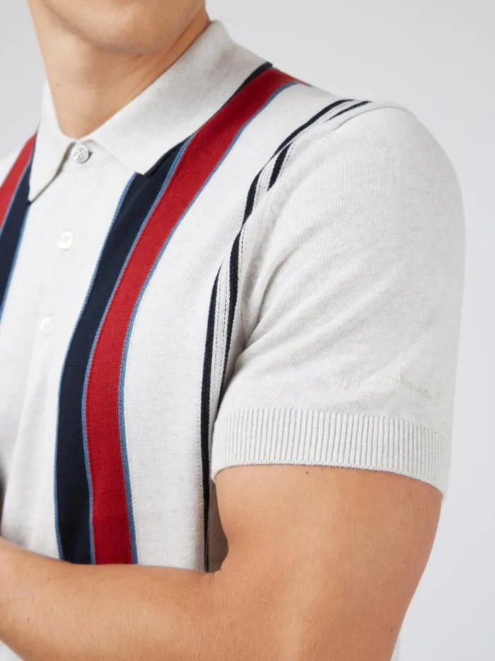 Ben Sherman Mod Knit Polos Men Signature Mod Knit Stripe Polo 8211 Ivory Ben Sherman Mod Knit Polos Men Signature Mod Knit Stripe Polo 8211 Ivory