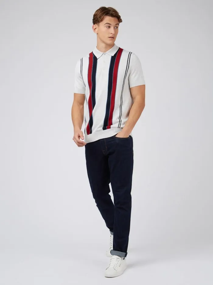 Ben Sherman Mod Knit Polos Men Signature Mod Knit Stripe Polo 8211 Ivory Ben Sherman Mod Knit Polos Men Signature Mod Knit Stripe Polo 8211 Ivory