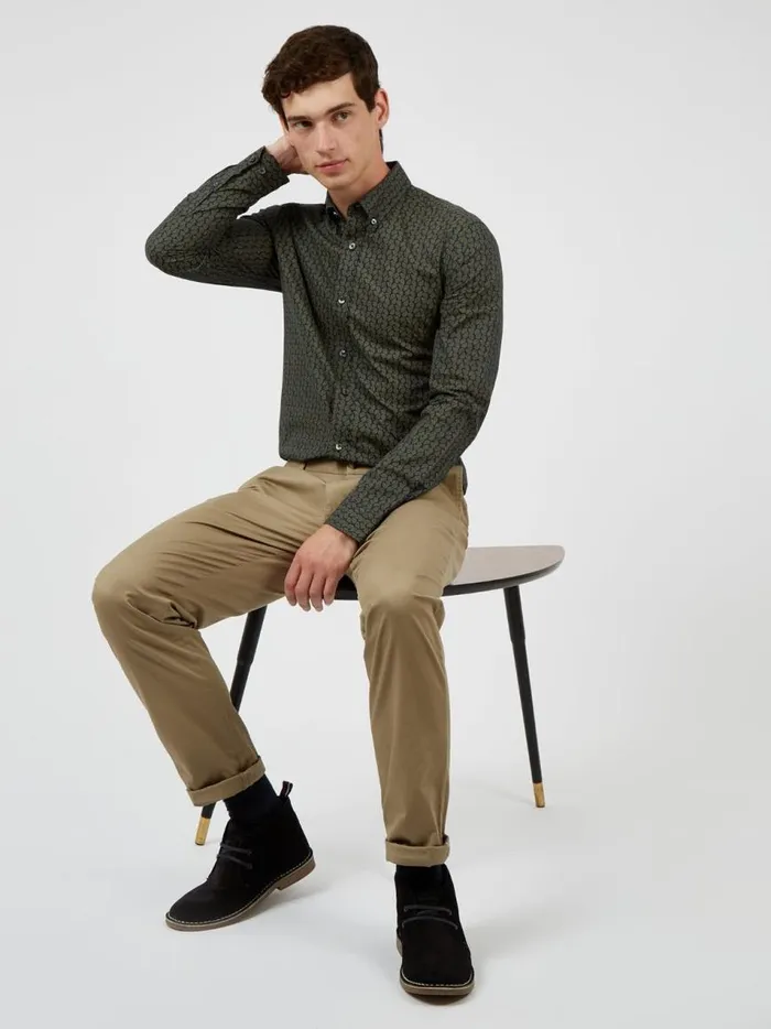 Ben Sherman Pants and Chinos Men Signature Slim Stretch Chino Pant 8211 Stone