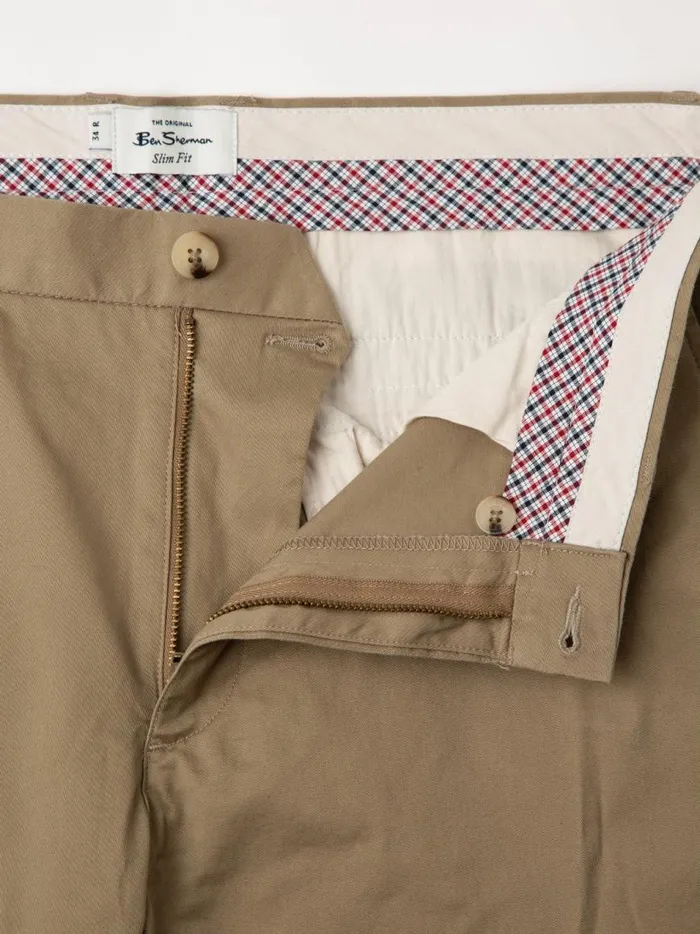 Ben Sherman Pants and Chinos Men Signature Slim Stretch Chino Pant 8211 Stone