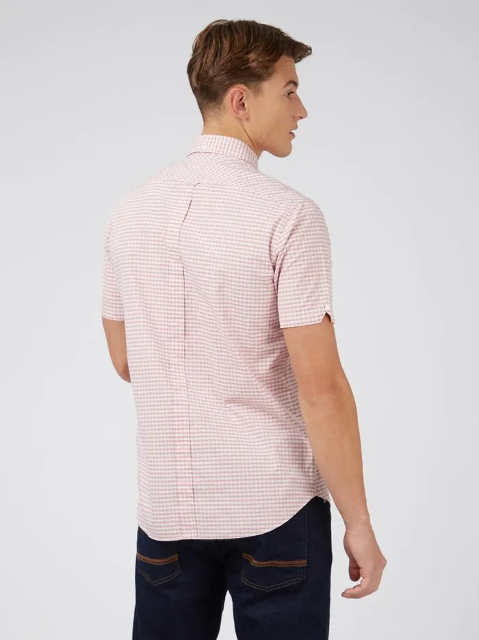 Ben Sherman Short Sleeve Shirts Men Signature Gingham ShortSleeve Shirt 8211 Raspberry