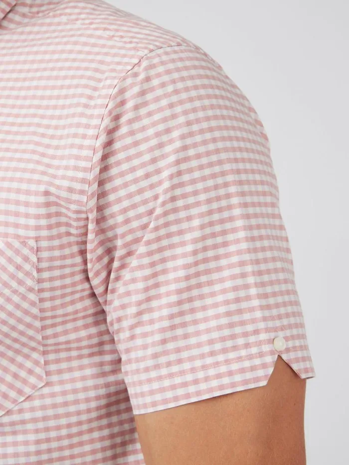 Ben Sherman Short Sleeve Shirts Men Signature Gingham ShortSleeve Shirt 8211 Raspberry