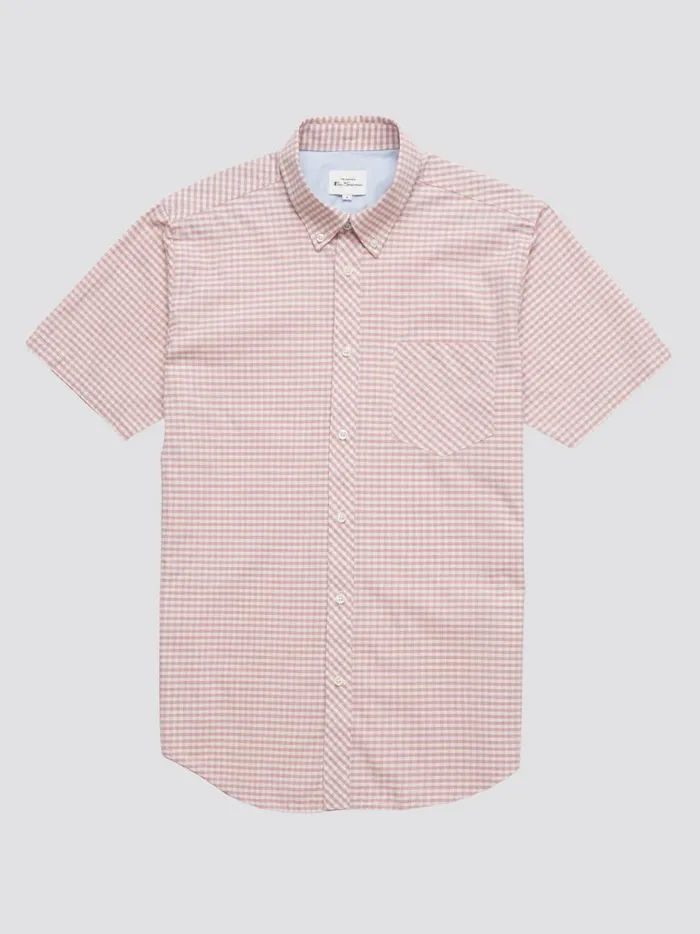 Ben Sherman Short Sleeve Shirts Men Signature Gingham ShortSleeve Shirt 8211 Raspberry