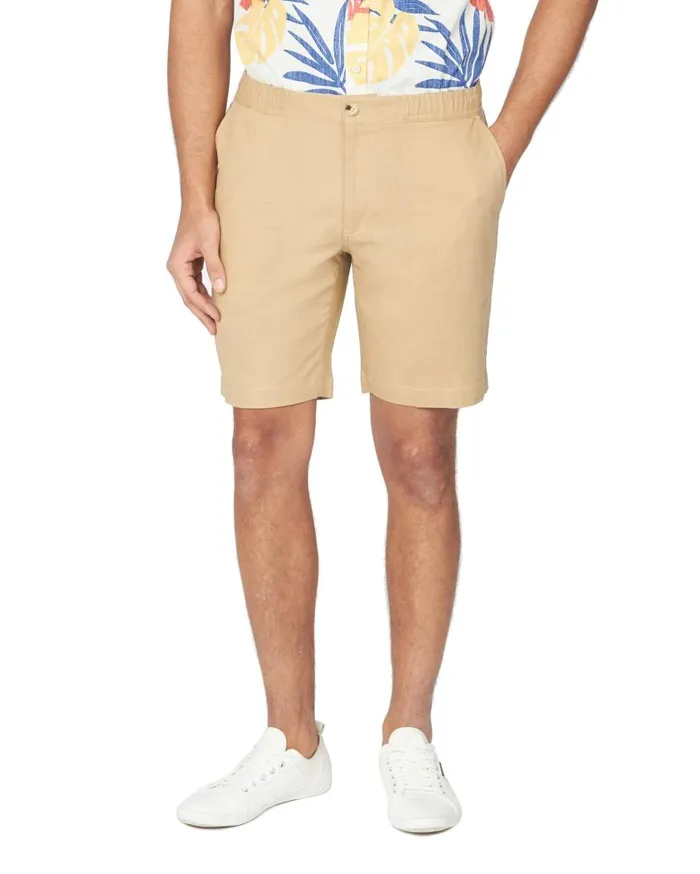 Ben Sherman Shorts Men Drawcord CottonLinen Short 8211 Sand