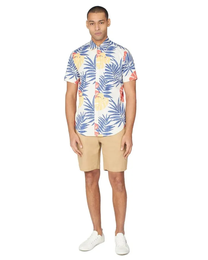 Ben Sherman Shorts Men Drawcord CottonLinen Short 8211 Sand