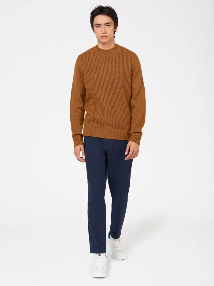 Ben Sherman Sweaters and Knits Men Aran Knit Crewneck Sweater 8211 Ginger