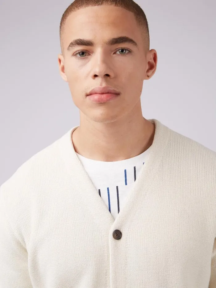 Ben Sherman Sweaters and Knits Men B By Chunky Knit Cardigan 8211 Ivory