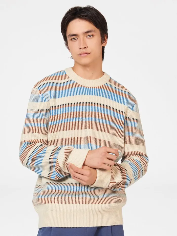 Ben Sherman Sweaters and Knits Men B By Stripe Knit Sweater 8211 Ivory