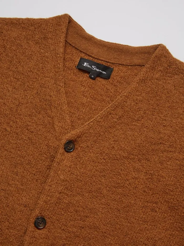 Ben Sherman Sweaters and Knits Men B By Textured Knit Cardigan 8211 Ginger