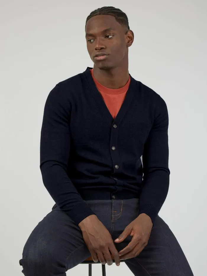Ben Sherman Sweaters and Knits Men Signature Knit Cardigan Sweater 8211 Navy
