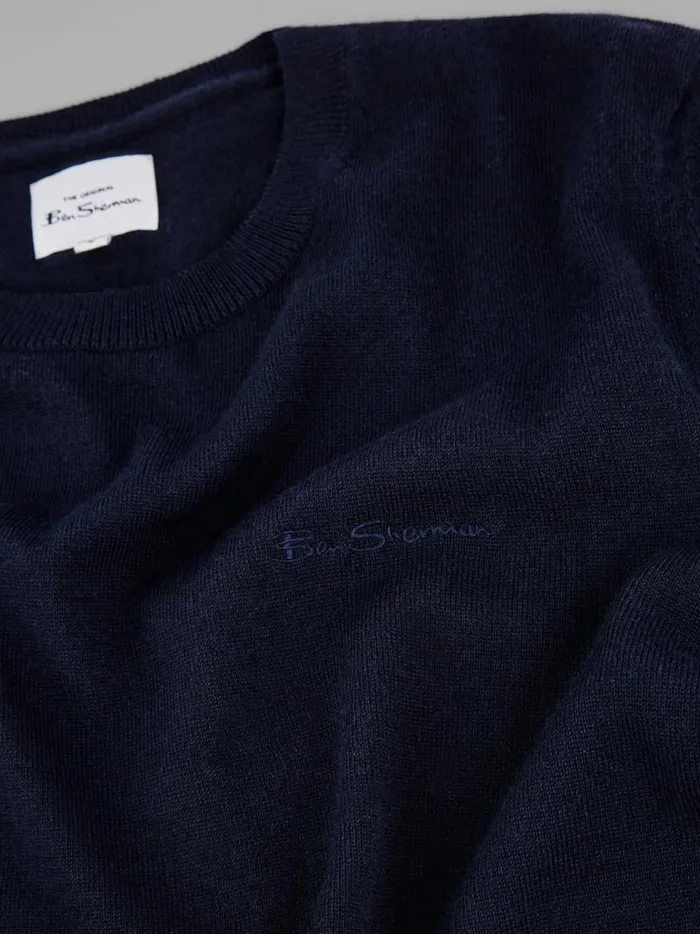 Ben Sherman Sweaters and Knits Men Signature Knit Crewneck Sweater 8211 Navy