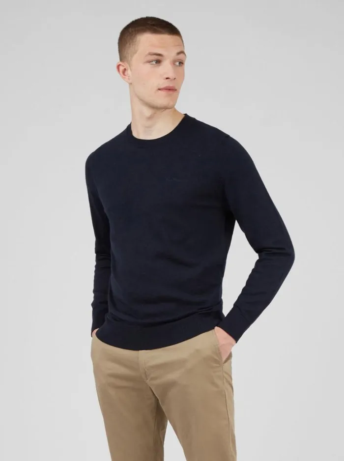 Ben Sherman Sweaters and Knits Men Signature Knit Crewneck Sweater 8211 Navy