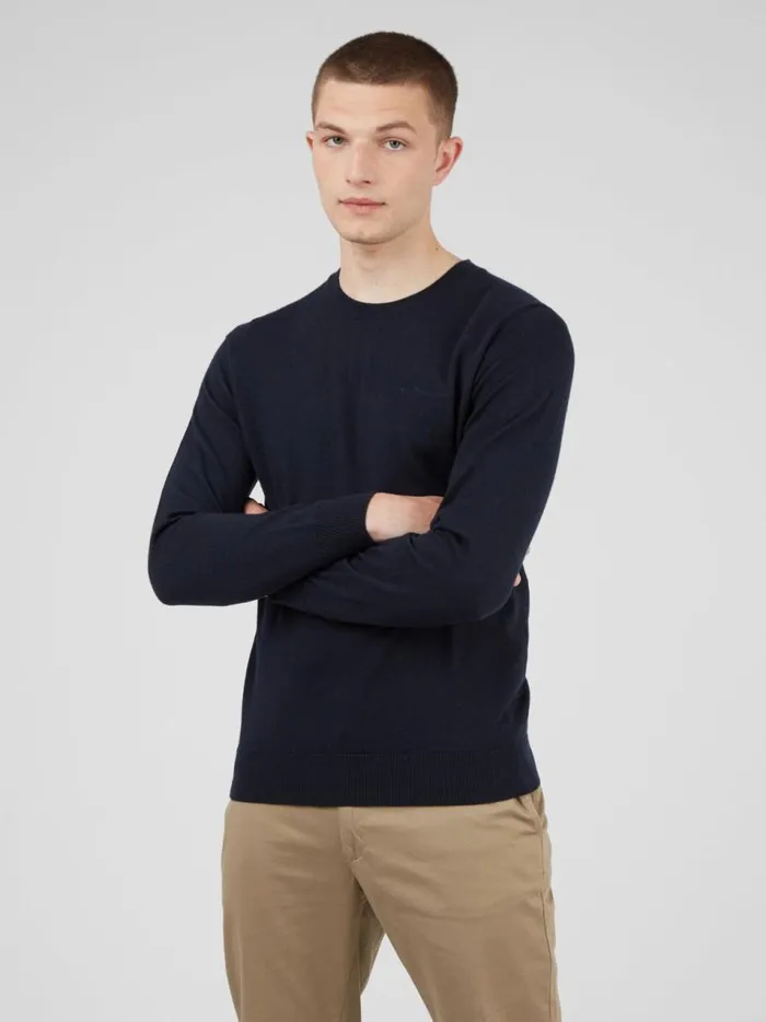 Ben Sherman Sweaters and Knits Men Signature Knit Crewneck Sweater 8211 Navy