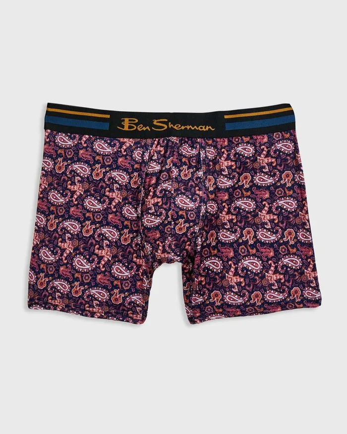 Ben Sherman Underwear Men 4Pack Microfiber Boxers 8211 PaisleyBurgundyNavyBlack