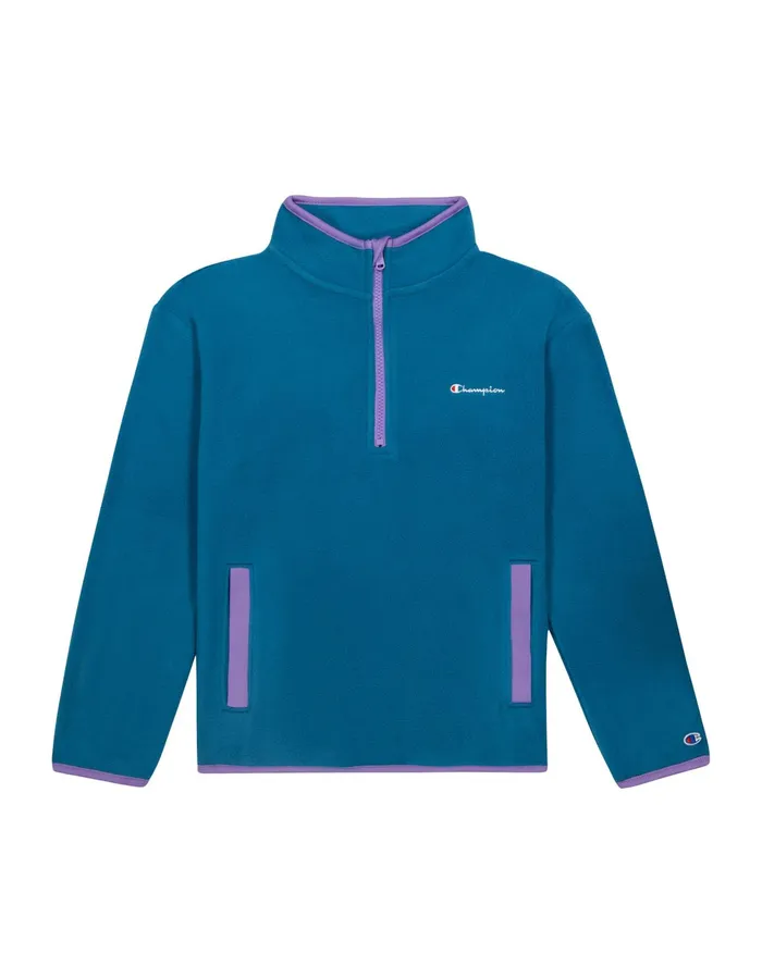 Big Girls Micro Fleece QuarterZip Jacket Script Logo Jade Ocean Kids Champion Hoodies and Sweatshirts Big Girls Micro Fleece QuarterZip Jacket Script Logo Jade Ocean Kids Champion Hoodies and Sweatshirts