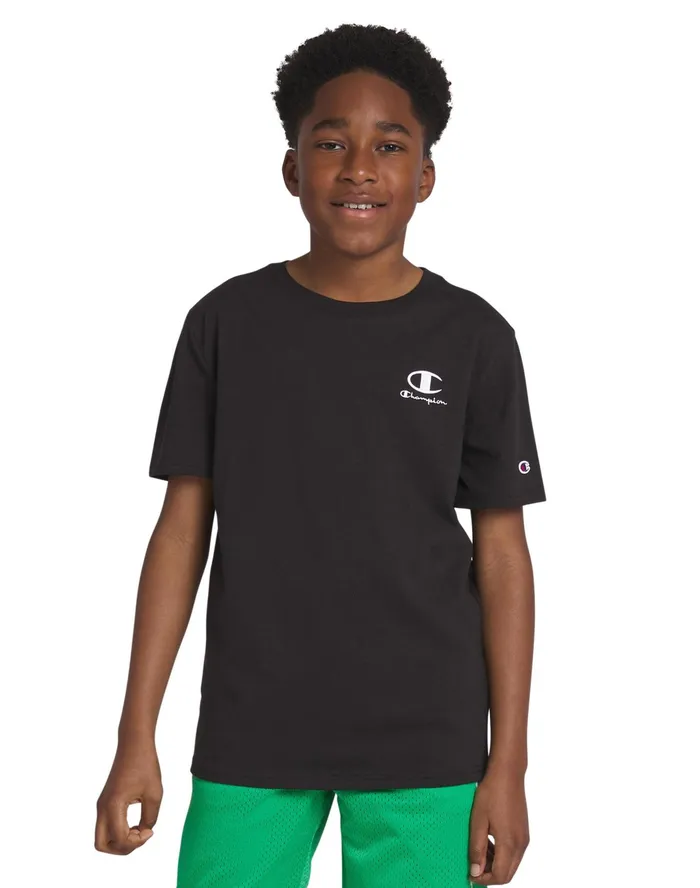 Big Kids039 Embroidered Logo TShirt Black Kids Champion TShirts