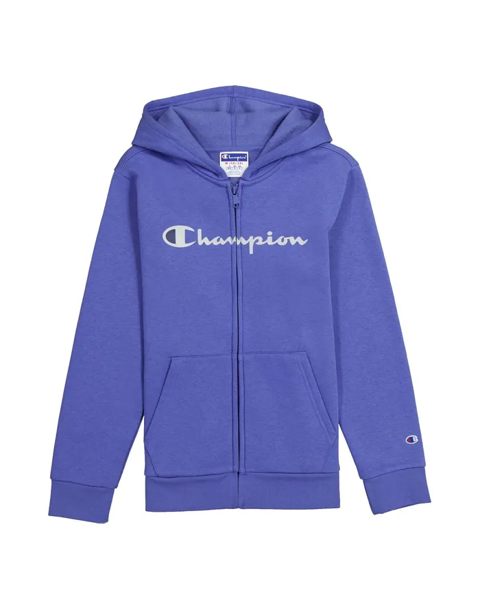 Big Kids039 Powerblend FullZip Hoodie Classic Script Logo Stone Crush Blue Kids Champion Hoodies and Sweatshirts Big Kids039 Powerblend FullZip Hoodie Classic Script Logo Stone Crush Blue Kids Champion Hoodies and Sweatshirts